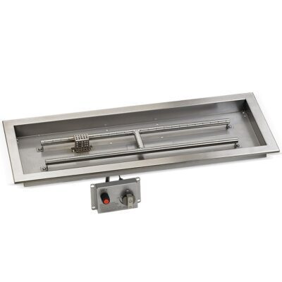 30" x 10" Stainless Steel Rectangular Drop-in Fire Pit Pan With Electric Ignition System kit, CSA Certified