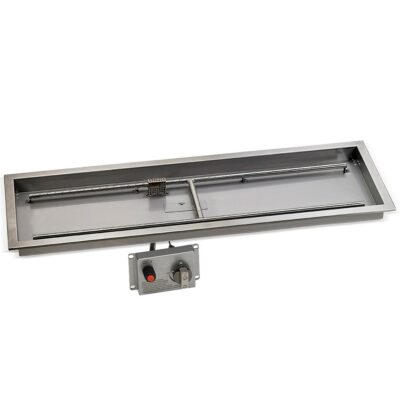 48" x 14" Stainless Steel Rectangular Drop-in Fire Pit Pan With Electric Ignition System kit, CSA Certified