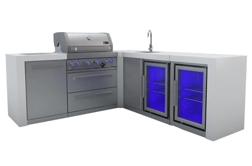 Mont Alpi 400 Deluxe Propane Gas Island Grill W/ Infrared Side