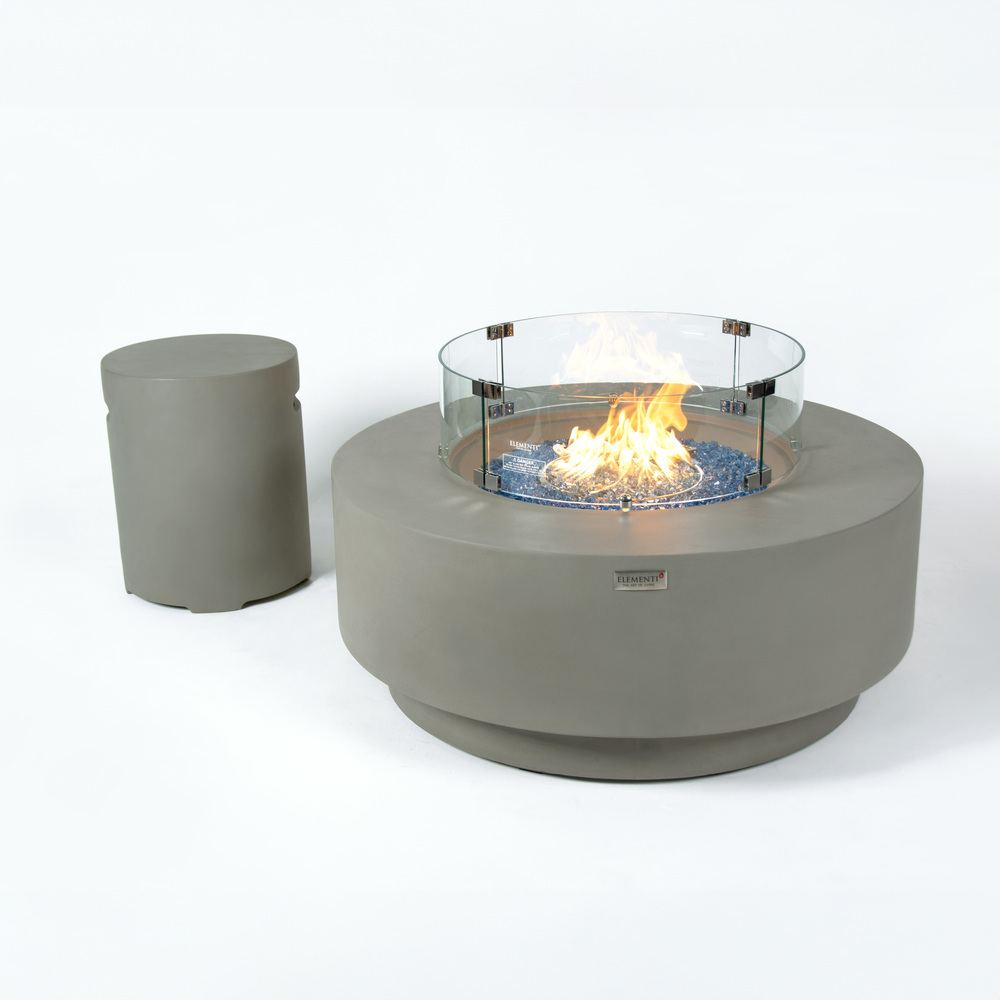 ELEMENTI PLUS COLOSSEO 41-inch Round Natural Gas Concrete Fire Table - OFG414LG-NG LP ELEMENTI PLUS COLOSSEO 41-inch Round Propane Gas Concrete Fire Table - OFG414LG LP