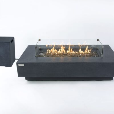 ELEMENTI PLUS POSITANO 60-Inch Rectangular Concrete Natural Gas Fire Pit Table (Black) LP