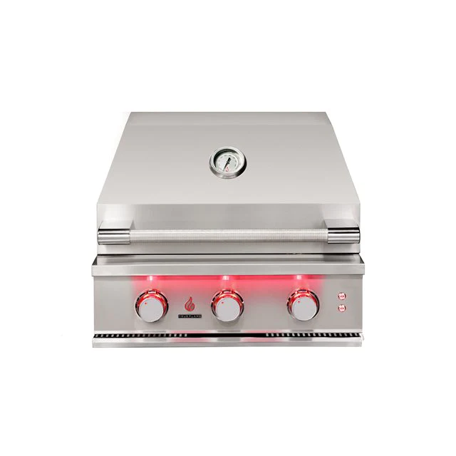 True Flame 25-Inch Freestanding Gas Grill with 3 Stainless Steel Burners and Storage Cart