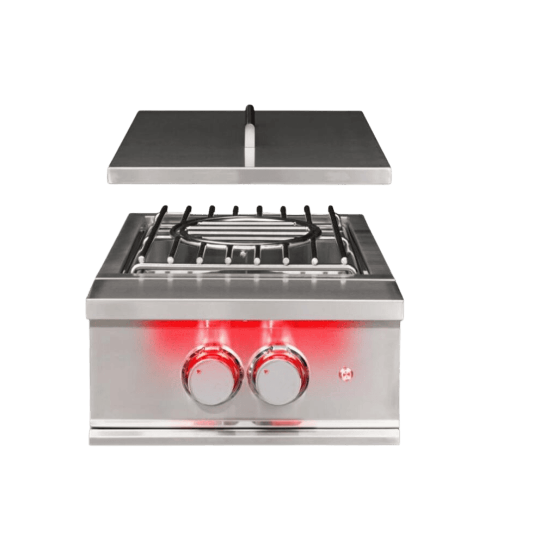 TrueFlame Built-In Power Burner with 60,000 BTUs, Removable Wok Grate, and LED Knob Lighting for High-Heat Outdoor Cooking