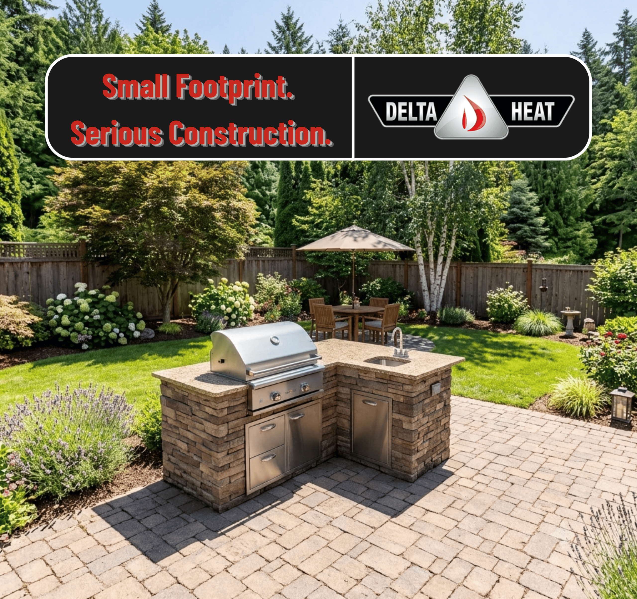Delta Heat 26 inch grill review – Delta Heat DHBQ26G-DN 26 inch 2-burner built-in natural gas grill in compact outdoor kitchen island