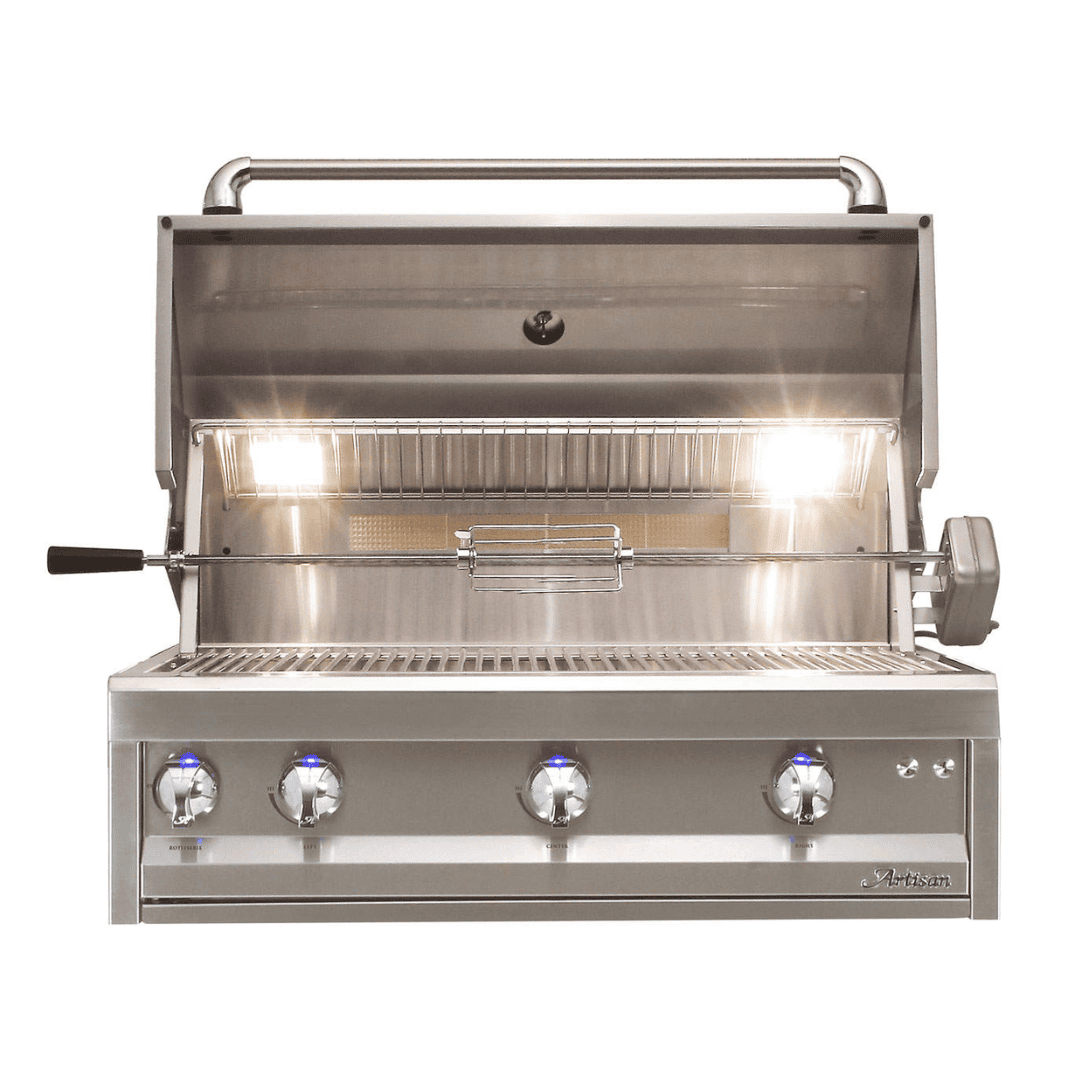 Artisan Professional 36-Inch 3-Burner Built-In Natural Gas Grill With Rotisserie – ARTP-36-NG